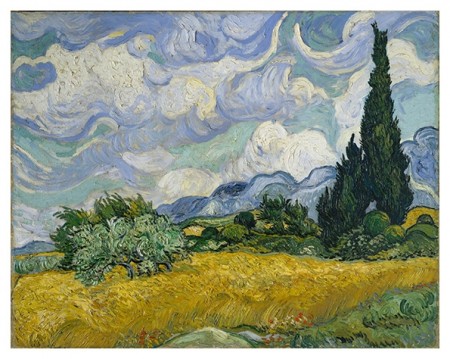 Van Gogh - Hveteåker med Sypresser